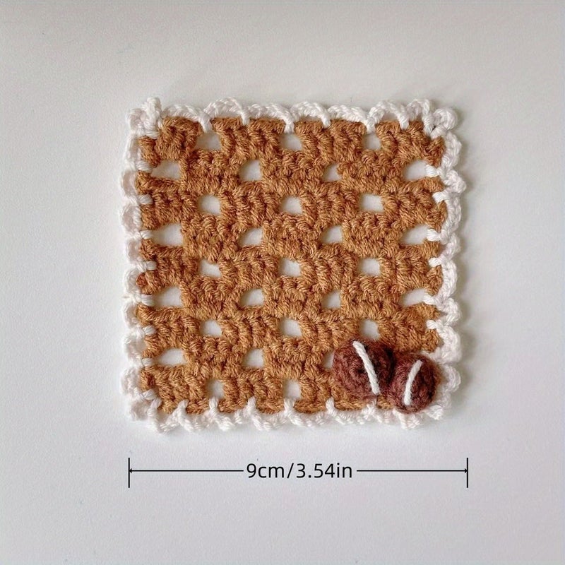 2pcs Handmade Crochet Coffee Bean Coasters Desktop Mats - Image 3