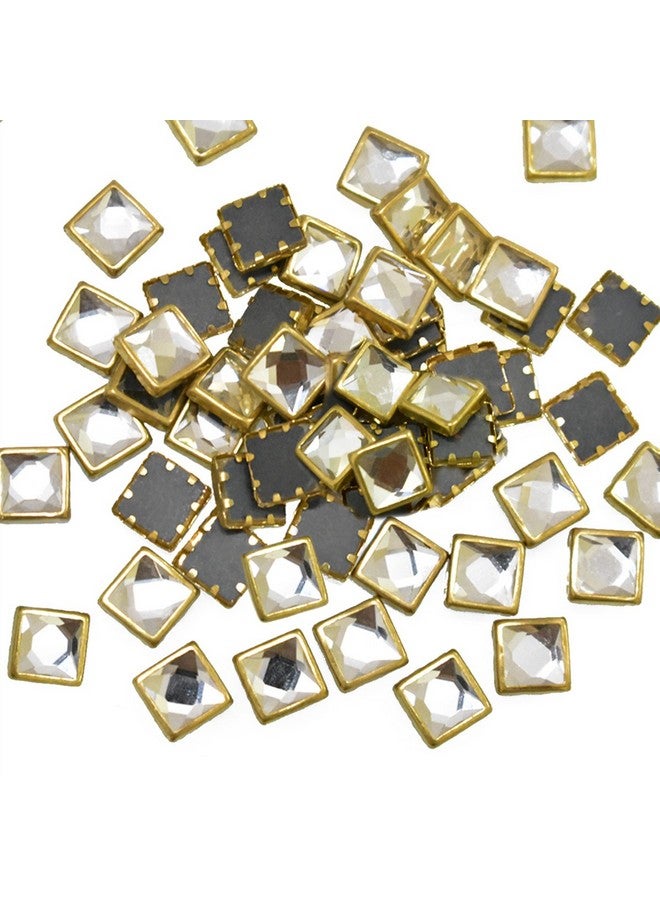 Embroiderymaterial Raw Material Flat Glue On Kundan Stones Beads for Craft, Jewellery Making, Bangles Work, Maggam Work Material, Stones for Embroidery Work, Aari Work (Square Shape, 5MM, 500 Pieces) - Image 1