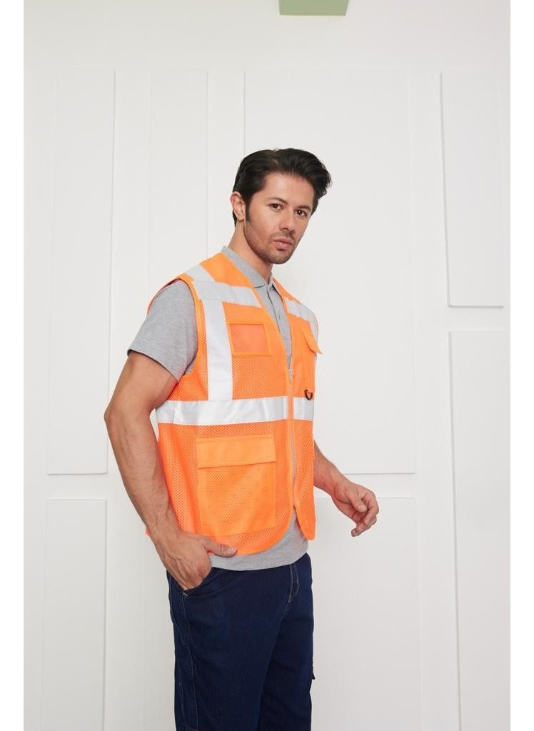 Orange Safety - Engineer Type Mesh Warning Vest - Image 1