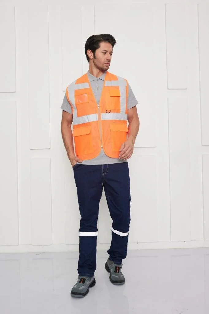 Orange Safety Engineer Type Mesh Warning Vest