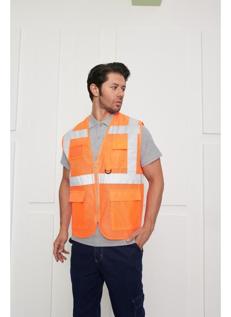 Orange Safety - Engineer Type Mesh Warning Vest - Image 1