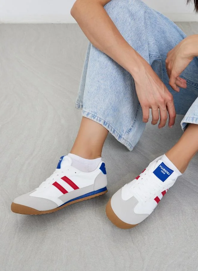 Styli Styli Contrast Striped Lace Up Sneakers
