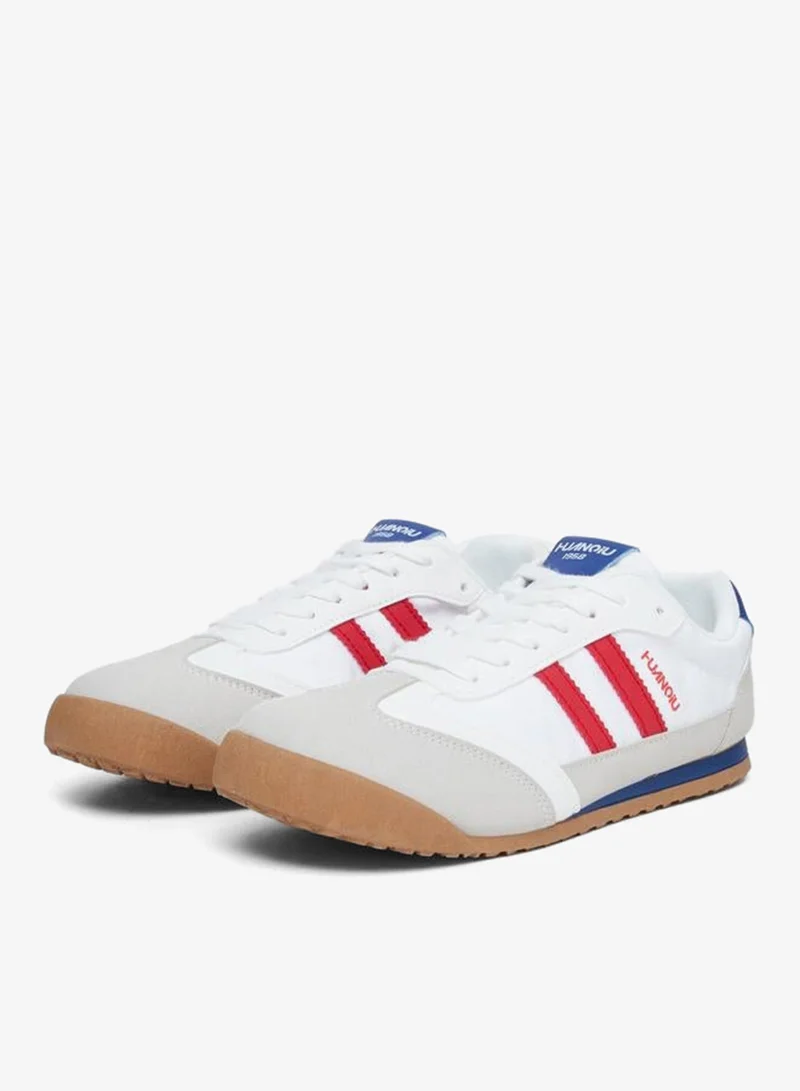 Styli white Contrast Striped Lace Up Sneakers for Women | Best Price UAE