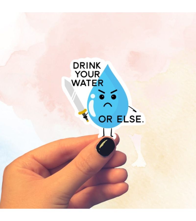 Sword Shape Fun Water Reminder Sticker 3 Inch Motivational Glossy Vinyl For Laptop Bottle - Image 2