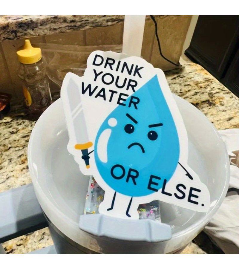 Sword Shape Fun Water Reminder Sticker 3 Inch Motivational Glossy Vinyl For Laptop Bottle - Image 3