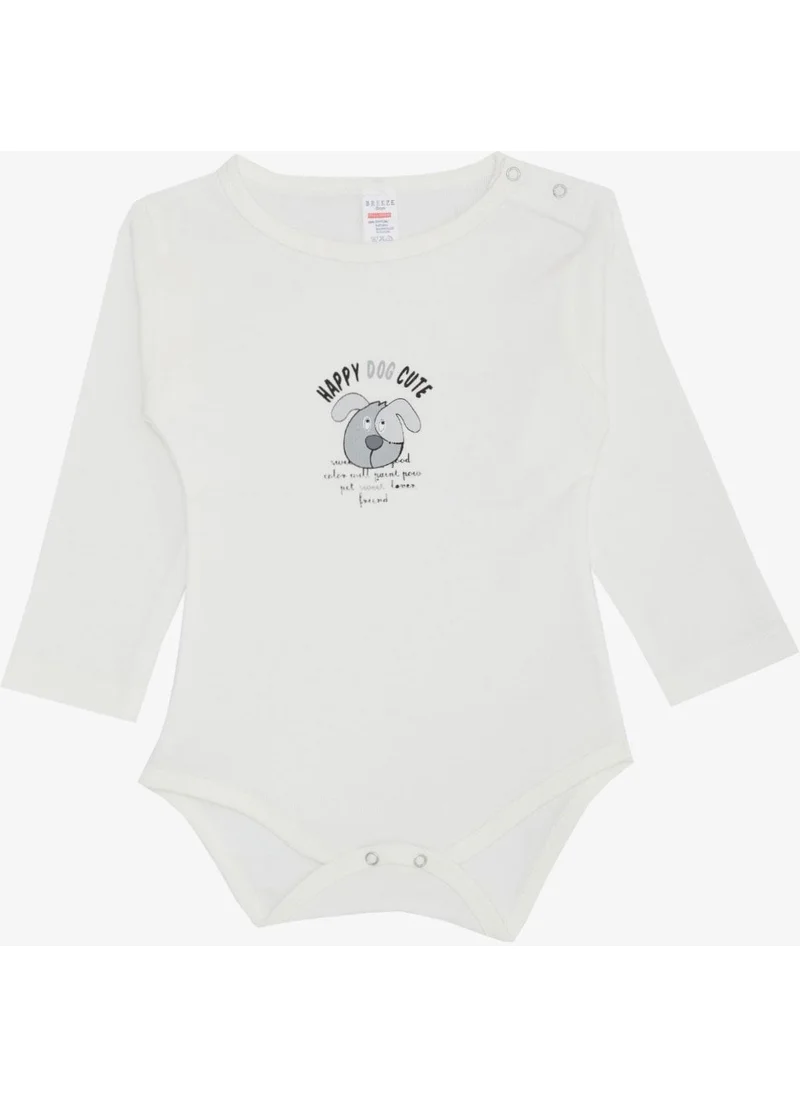 Breeze Baby Boy Snap Bodysuit Cute Puppy Printed 9 Months-3 Years, Ecru