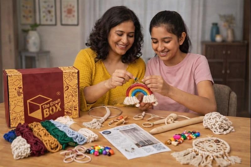 The Brown Box® Macrame Kit for Beginners & Kids – DIY Macrame Wall Hanging, Plant Hanger & Dream Catcher Making Kit with Cotton Cords, Wooden & Metal Rings | Boho Home Decor Craft Kit | Gift for Women - Image 5