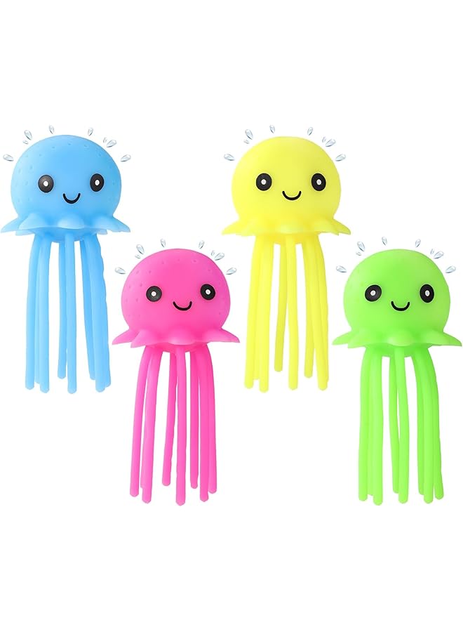 Excefore Octopus Bath Toy Novelty Rubber Smile Octopus Splash Balls Summer Cute Floating Kids Bath Toys For Kids Pool Toy Gift Bag Fillers(4Pcs) - Image 1