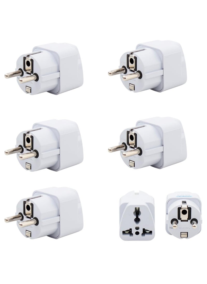 HI PLASST PINS N PLUGS HiPlasst India to Europe Travel Adapter Pack of 5 Schuko Plug Type EF European Plug Adapter Universal Socket for Europe Germany Spain Netherland France  - Image 1