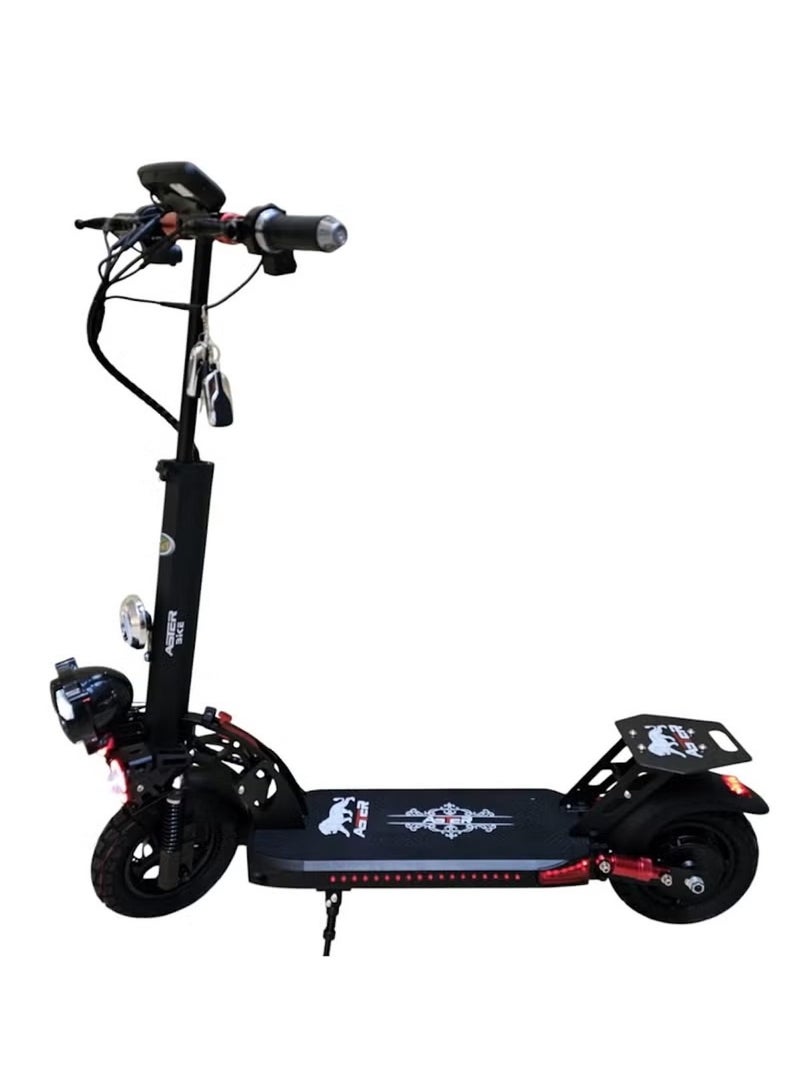 Aster A1s Electric Scooter – 2000W Motor, 48V 12Ah Battery, Adjustable Seat (Black) - Image 1