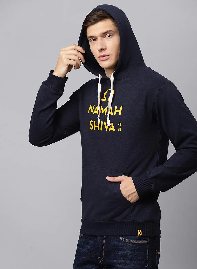 كامبوس سوترا هودي رجالي أزرق داكن بطبعة ناماه شيفا