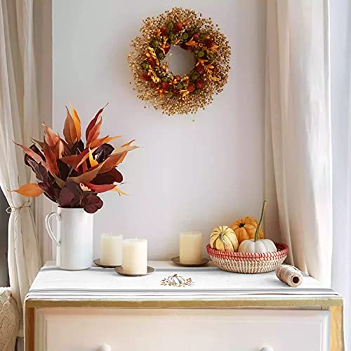 TweetyBed Fall Thanksgiving Table Runners 70 Inch Decorations White Pumpkin Leaf Branch Runners for Dining Tables Gray Stripes Autumn Dinner Runner Kitchen Parties Decor - Image 2