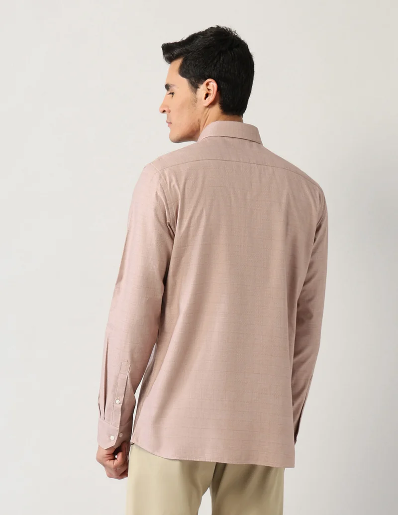Arrow Beige Manhattan Slim Fit Windowpane Checked Shirt for Men | Best Price UAE