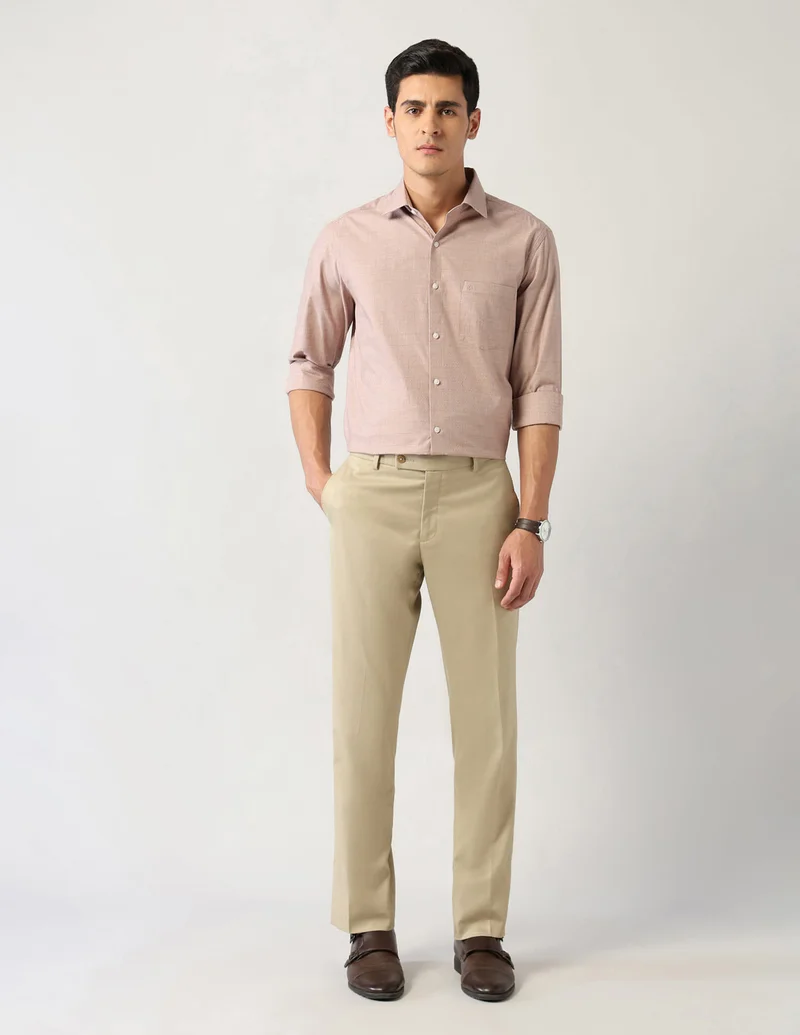 Arrow Beige Manhattan Slim Fit Windowpane Checked Shirt for Men | Best Price UAE