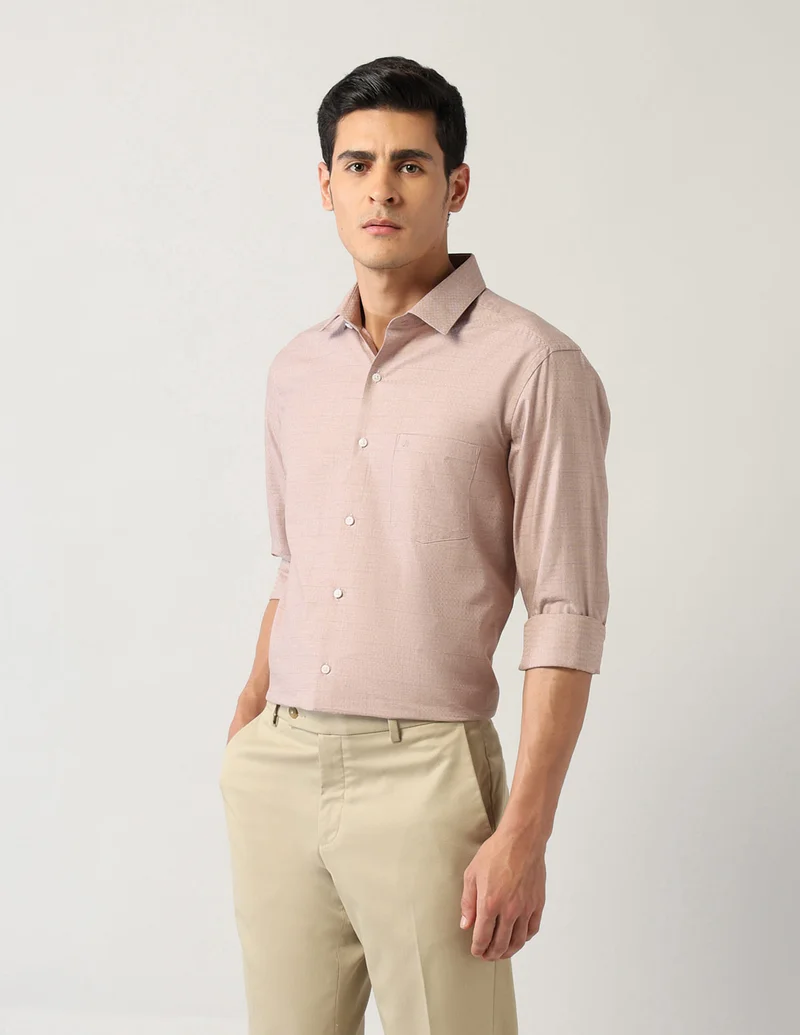 Arrow Beige Manhattan Slim Fit Windowpane Checked Shirt for Men | Best Price UAE