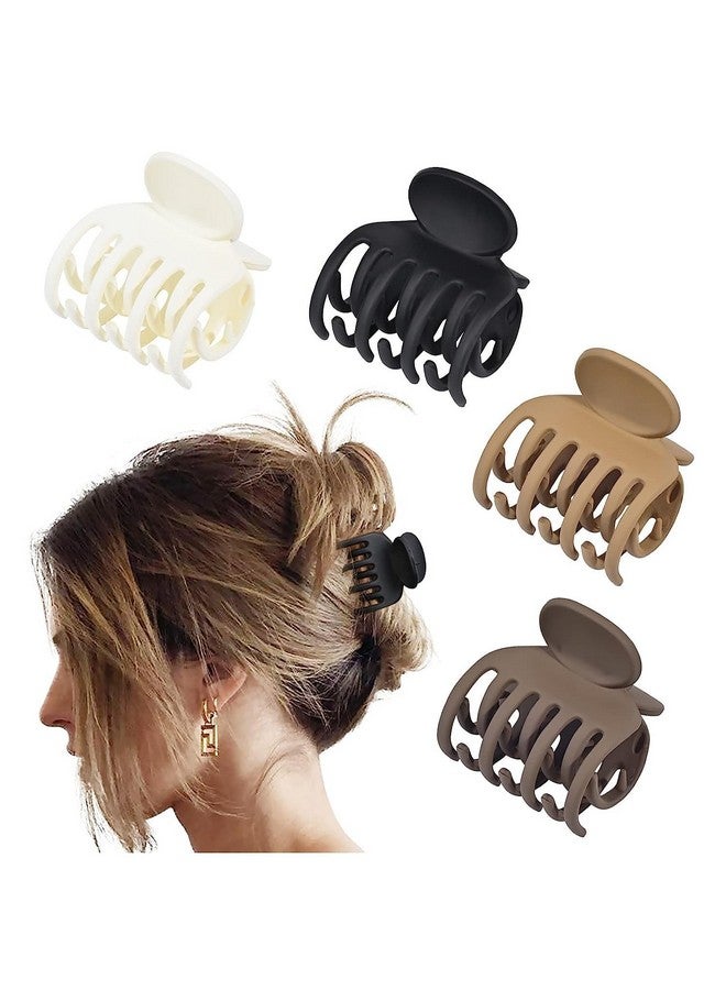 FICTIOUS Medium Hair Clips for Thin Fine Hair, 1.5'' Small Claw Hair Clips for Women and Girls, Matte Double Row Jaw Clip Non Slip Hair Claw 4pcs Multi Color. - Image 1