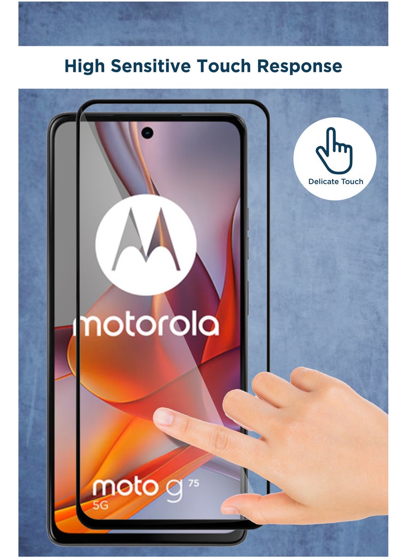 Generic - Motorola Moto G75 5G - Tempered Glass Screen Protector - Delicate Touch , Higher Transparency , Easy to Install ,Anti-scratch and Bubble-free Screen Protector - Black - Image 1