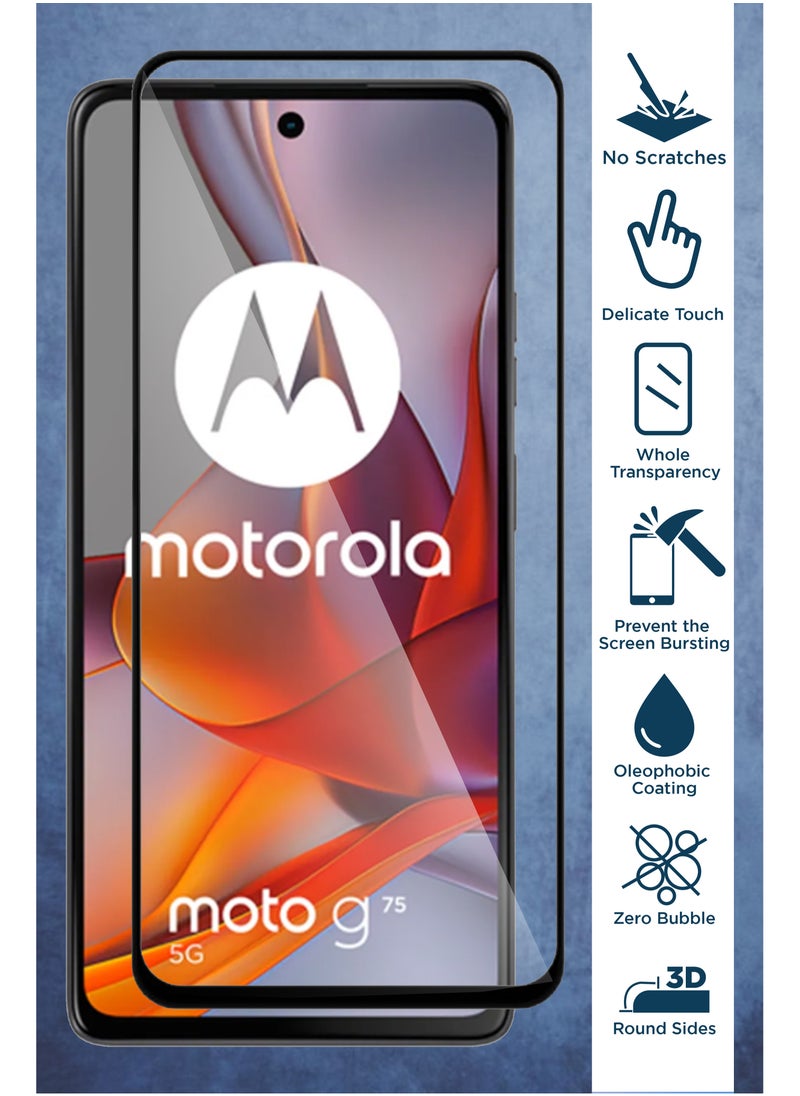 Generic - Motorola Moto G75 5G - Tempered Glass Screen Protector - Delicate Touch , Higher Transparency , Easy to Install ,Anti-scratch and Bubble-free Screen Protector - Black - Image 1