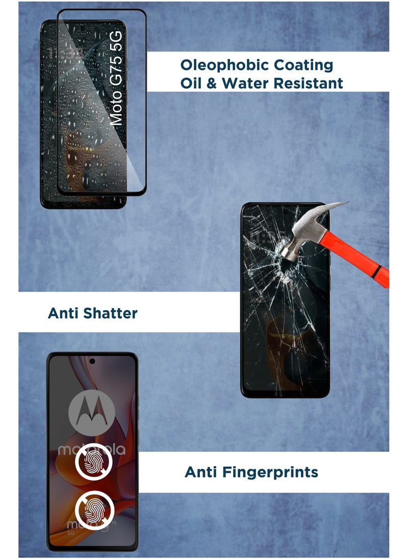 Generic - Motorola Moto G75 5G - Tempered Glass Screen Protector - Delicate Touch , Higher Transparency , Easy to Install ,Anti-scratch and Bubble-free Screen Protector - Black - Image 1