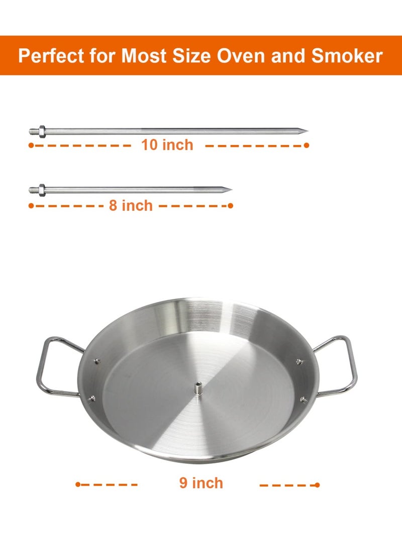 Bbq Vertical Skewer Pan Gyro Spit Shawarma Stand For Oven, Al Pastor Grill, El Hack Tacos Chicken, Brazilian, Stainless Steel, With 8",10" Stick - Image 3