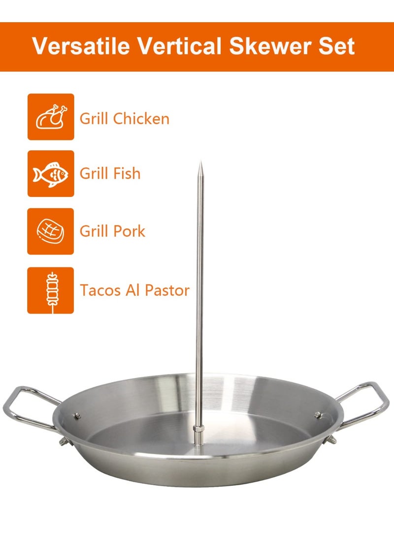 Bbq Vertical Skewer Pan Gyro Spit Shawarma Stand For Oven, Al Pastor Grill, El Hack Tacos Chicken, Brazilian, Stainless Steel, With 8",10" Stick - Image 2