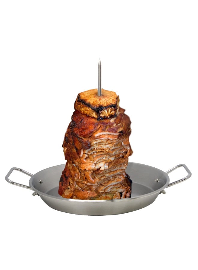 Bbq Vertical Skewer Pan Gyro Spit Shawarma Stand For Oven, Al Pastor Grill, El Hack Tacos Chicken, Brazilian, Stainless Steel, With 8",10" Stick - Image 1