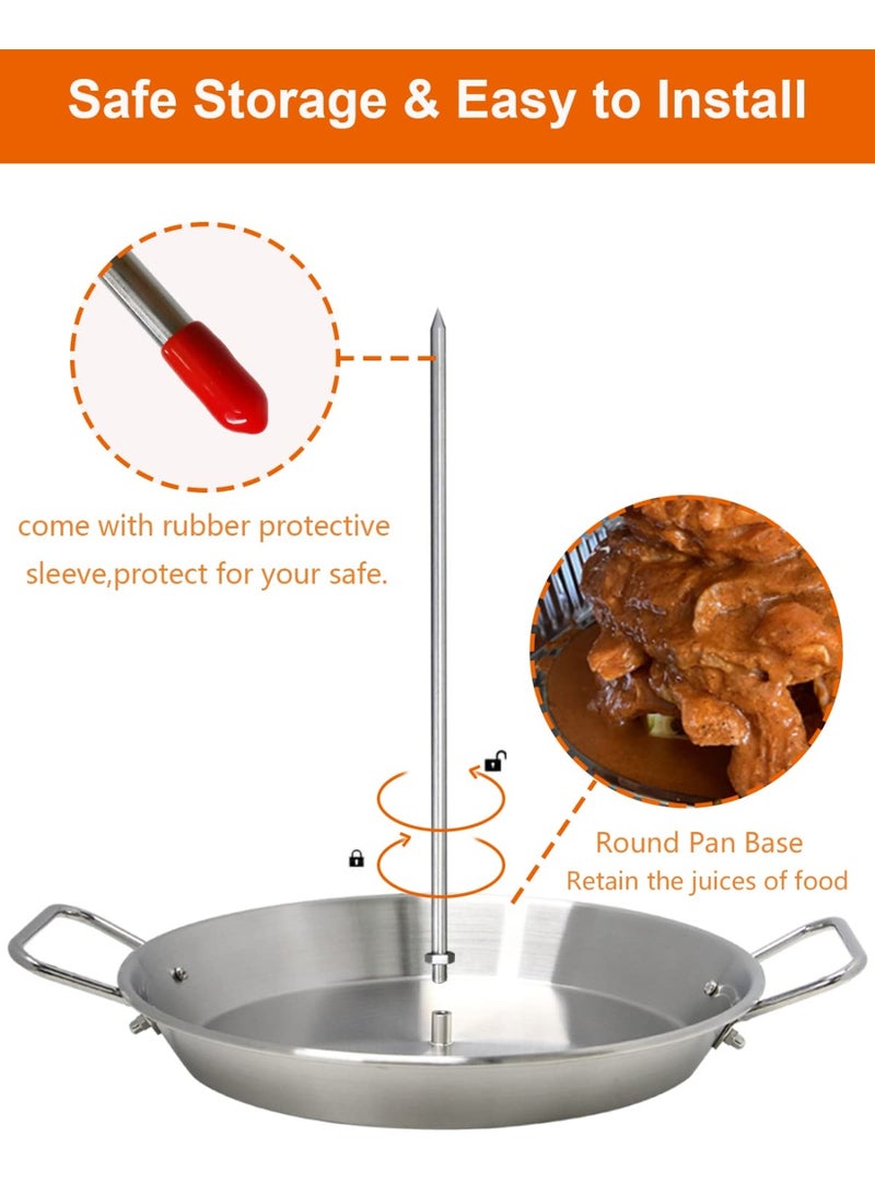Bbq Vertical Skewer Pan Gyro Spit Shawarma Stand For Oven, Al Pastor Grill, El Hack Tacos Chicken, Brazilian, Stainless Steel, With 8",10" Stick - Image 4