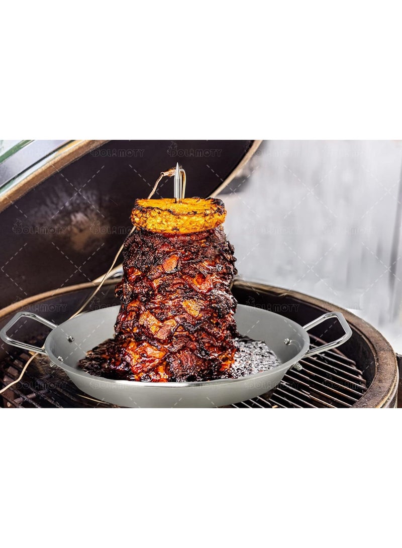 Bbq Vertical Skewer Pan Gyro Spit Shawarma Stand For Oven, Al Pastor Grill, El Hack Tacos Chicken, Brazilian, Stainless Steel, With 8",10" Stick - Image 5
