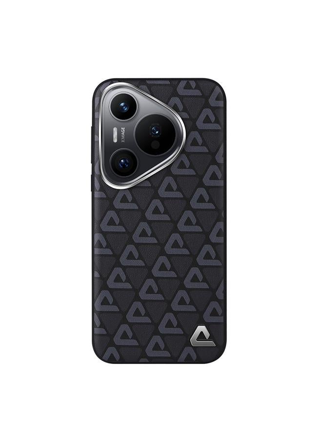 زبون جراب هاتف Huawei Pura 70 من الجلد العادي مطبوع عليه شعار التبريد - Image 1