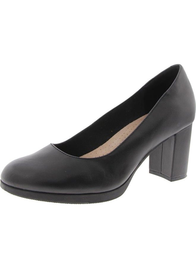 clarks Women's Bayla Skip Pump, Black Leather, 9.5 Wide - Image 1