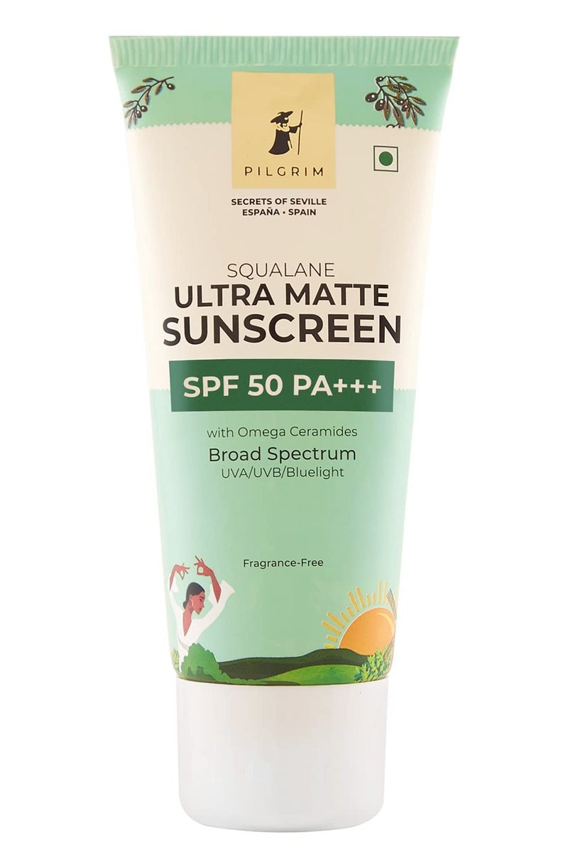 Pilgrim Squalane Ultra Matte Cream Sunscreen For Unisex With Omega Ceramides And Vitamin E  50 gm - Image 1