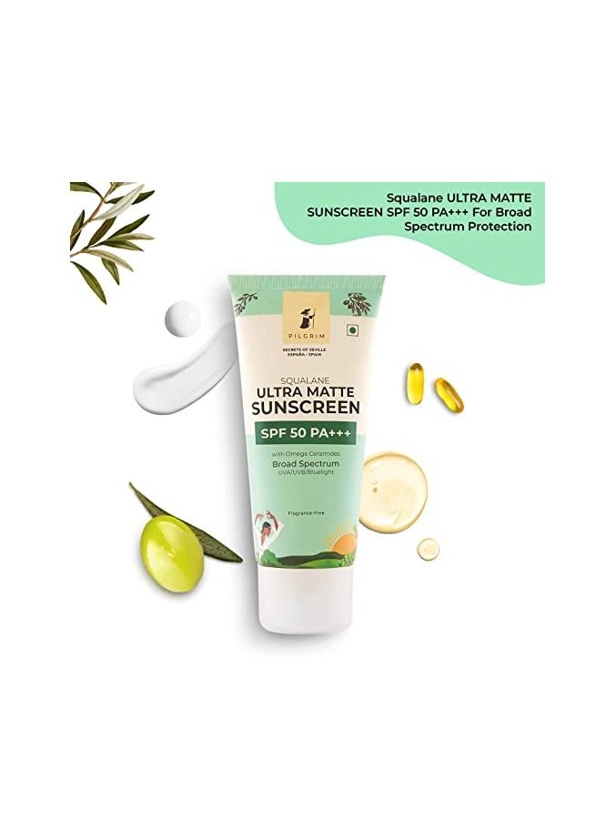 Pilgrim Squalane Ultra Matte Cream Sunscreen For Unisex With Omega Ceramides And Vitamin E  50 gm - Image 2