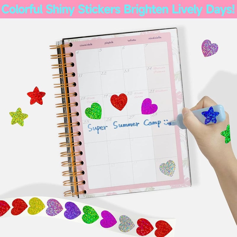 جيه زد اس ملصقات مكافآت للأطفال، 4 لفات من ملصقات نجوم الوجوه المبتسمة، 2000 قطعة من ملصقات تحفيزية للمعلمين، ملصقات لامعة من رقائق الألومنيوم، ملصقات قلوب مقاومة للماء، ملصقات تدريب على استخدام المرحاض للمنزل والفصل الدراسي - Image 4