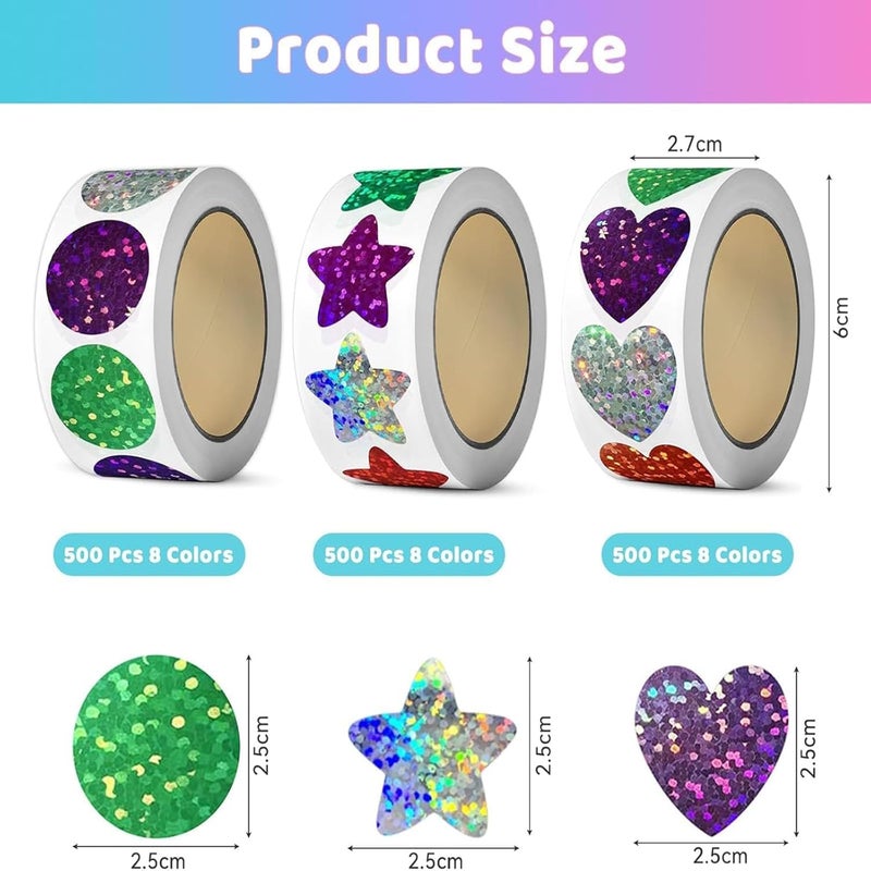 جيه زد اس ملصقات مكافآت للأطفال، 4 لفات من ملصقات نجوم الوجوه المبتسمة، 2000 قطعة من ملصقات تحفيزية للمعلمين، ملصقات لامعة من رقائق الألومنيوم، ملصقات قلوب مقاومة للماء، ملصقات تدريب على استخدام المرحاض للمنزل والفصل الدراسي - Image 2
