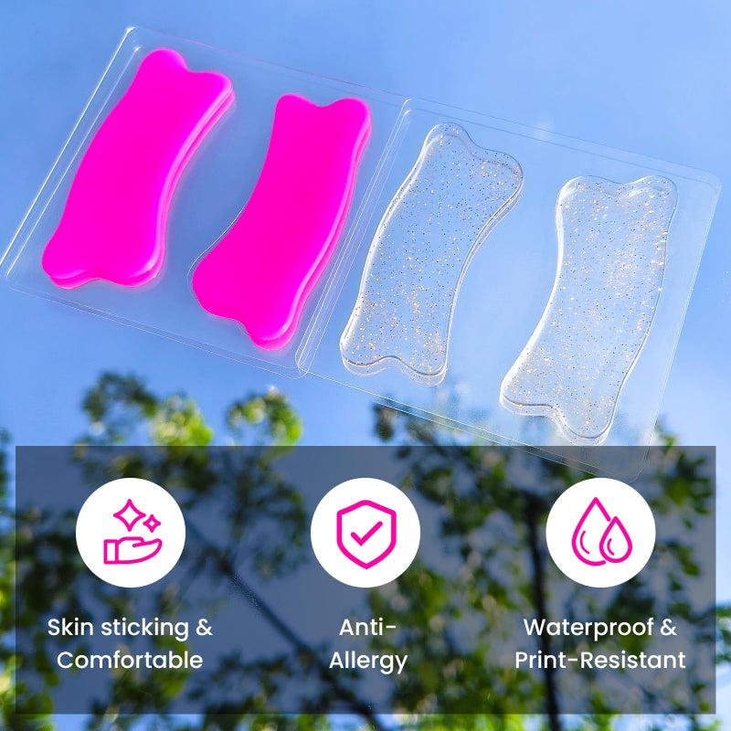 PERMANIA Under Eye Patch Silicone 4 Pcs for Korean Lash Lift & Lash Extensions Remover, Reusable and Soft Makeup Beauty Tool (Rose+Transparent) - Image 4