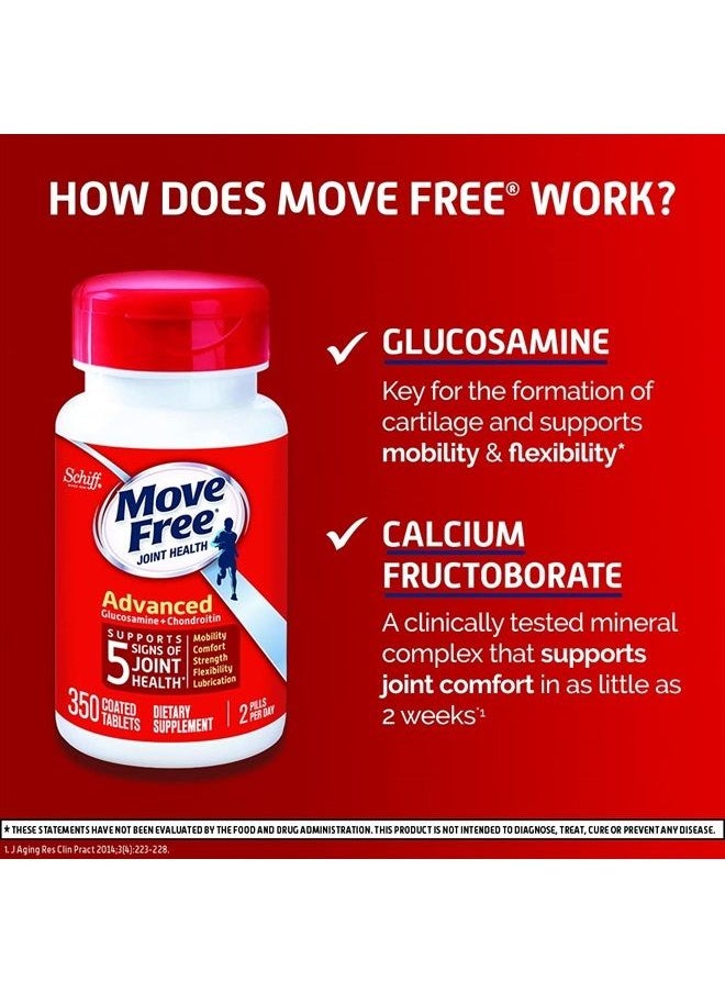 Move Free - Glucosamine 1500mg (per serving) & Chondroitin - Move Free Advanced Joint Support Tablets (350 Count In A Bottle), For Joint Health, Supports Mobility, Flexibility, Strength, Lubrication and Comfort - Image 1