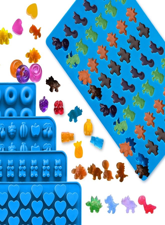 Sidosir 7Pcs Gummy Candy Molds, Gummy Bear/Dinosaur/Fruit/Donut/Hearts Molds, Non-stick Silicone Candy Chocolate Mold (5Shape+2Droppers) - Image 2