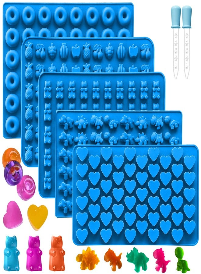 Sidosir 7Pcs Gummy Candy Molds, Gummy Bear/Dinosaur/Fruit/Donut/Hearts Molds, Non-stick Silicone Candy Chocolate Mold (5Shape+2Droppers) - Image 1