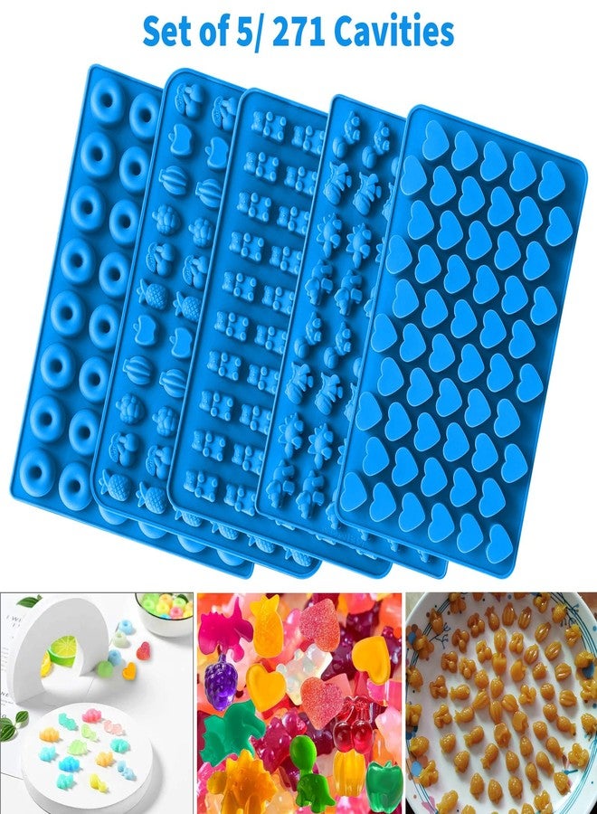 Sidosir 7Pcs Gummy Candy Molds, Gummy Bear/Dinosaur/Fruit/Donut/Hearts Molds, Non-stick Silicone Candy Chocolate Mold (5Shape+2Droppers) - Image 4
