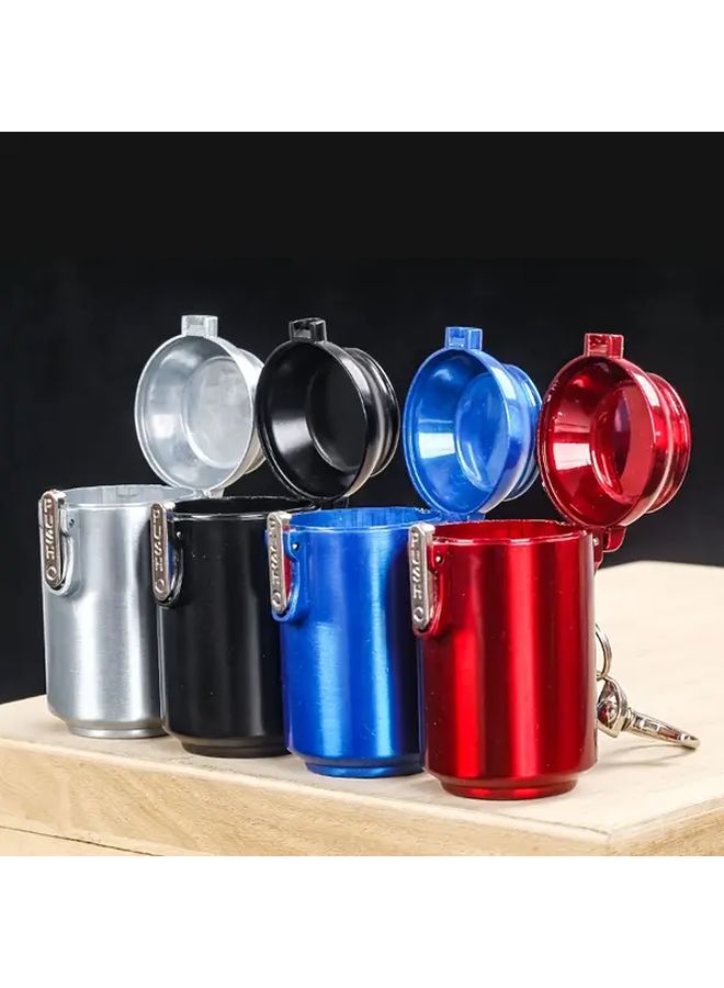 Red Portable Compact Stainless Steel Ashtray for Home Office Travel - Image 2