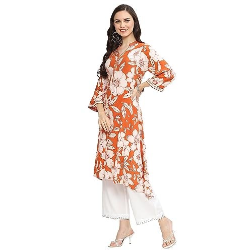 BIBA Women Rayon Straight Fit Printed Mix and Match Kurta (Whimsica19661_Burnt Orange_40) - Image 3
