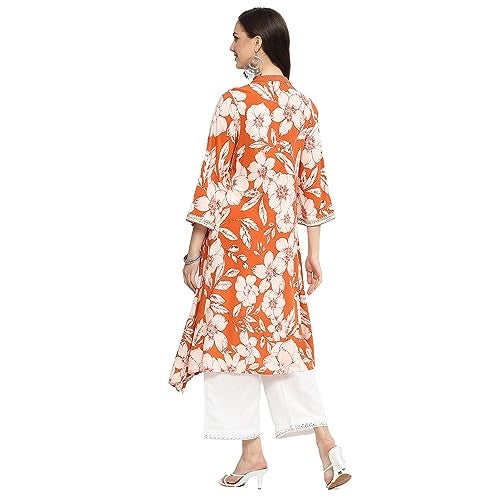 BIBA Women Rayon Straight Fit Printed Mix and Match Kurta (Whimsica19661_Burnt Orange_40) - Image 5