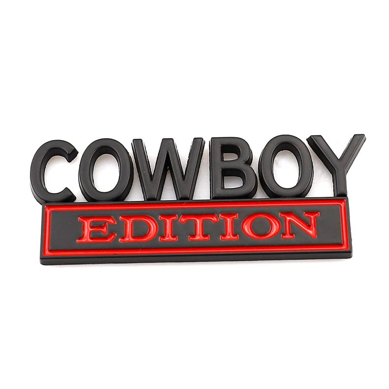 CARRUN Cowboy Edition Emblem Car Side Rear Front Trunk Door Fender Bumper Metal Badge 3D Decal Sticker Fit for F150 F250 F350 Silverdo 1500 2500 Sierra GMC Chevy C10 C15 Car Truck SUV Black Red