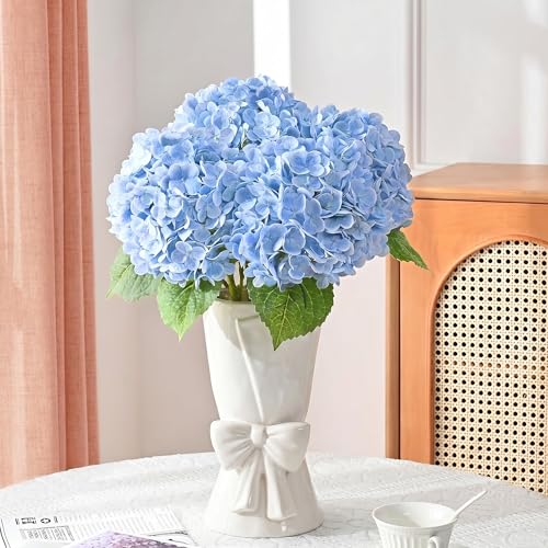 Relexome Fully Glazed White Ceramic Bow Vase 9.64 in Unique Cute Modern Decorative Bouquet Flower Vases for Home Living Room Table Summer Decor Women Gifts - Image 3
