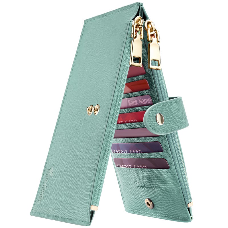 Travelambo RFID Wallet Women Large Size Bifold Multi Card Wallet Case with Zipper Pocke Credit Card Holder for Women - Image 1