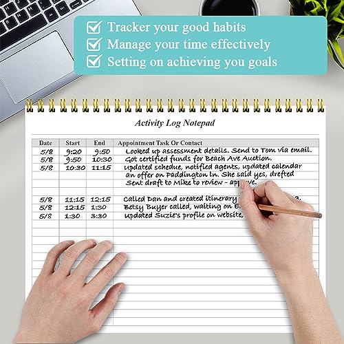 Getvow (2-Pack) Activity Log Notepad - Spiral Activity Log Book for Business Work, Undated Weekly To Do List Notepad, Organized Time Spending, Appointment or Contact, Total in 104 Sheets, 100gsm Paper, 8.5" x 11" - Image 2