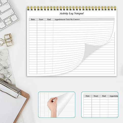 Getvow (2-Pack) Activity Log Notepad - Spiral Activity Log Book for Business Work, Undated Weekly To Do List Notepad, Organized Time Spending, Appointment or Contact, Total in 104 Sheets, 100gsm Paper, 8.5" x 11" - Image 4