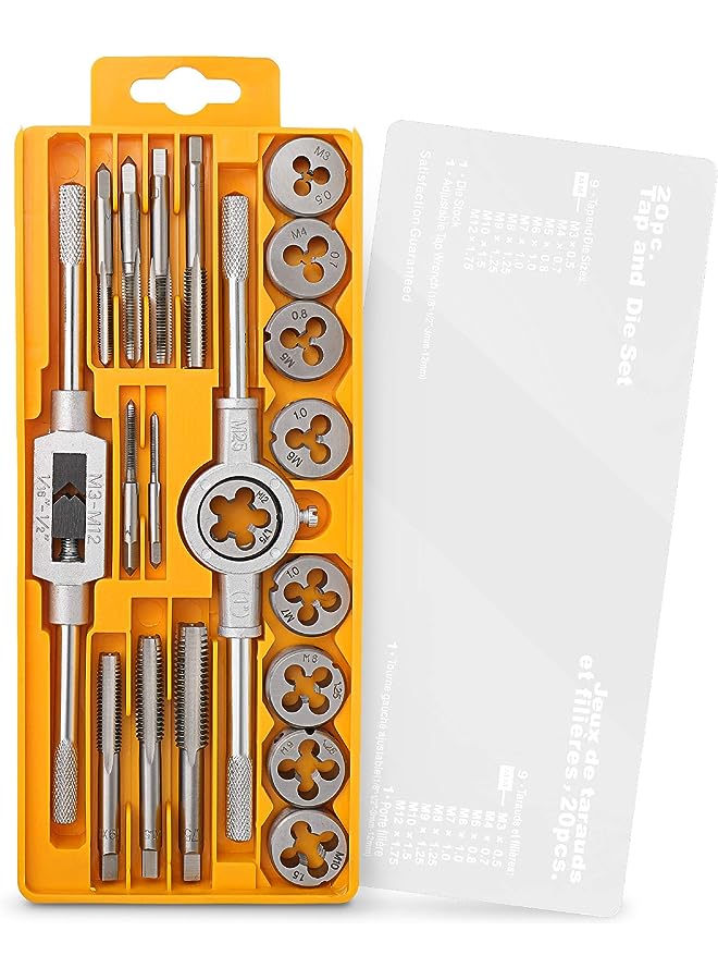 Hi-Spec 20-Pc Metric Tap & Die Set - The Die and Tap Hero for Every DIY Enthusiast, Handyman and Tradesman, Complete with Essential Wrench Tool Set, All Neatly Organized in a Compact Case - Image 1