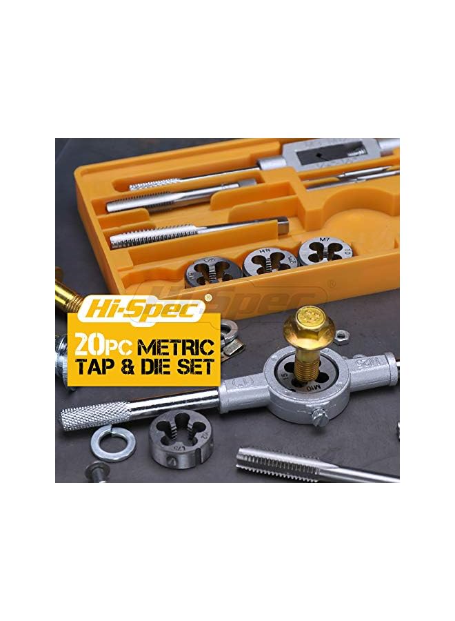 Hi-Spec 20-Pc Metric Tap & Die Set - The Die and Tap Hero for Every DIY Enthusiast, Handyman and Tradesman, Complete with Essential Wrench Tool Set, All Neatly Organized in a Compact Case - Image 3