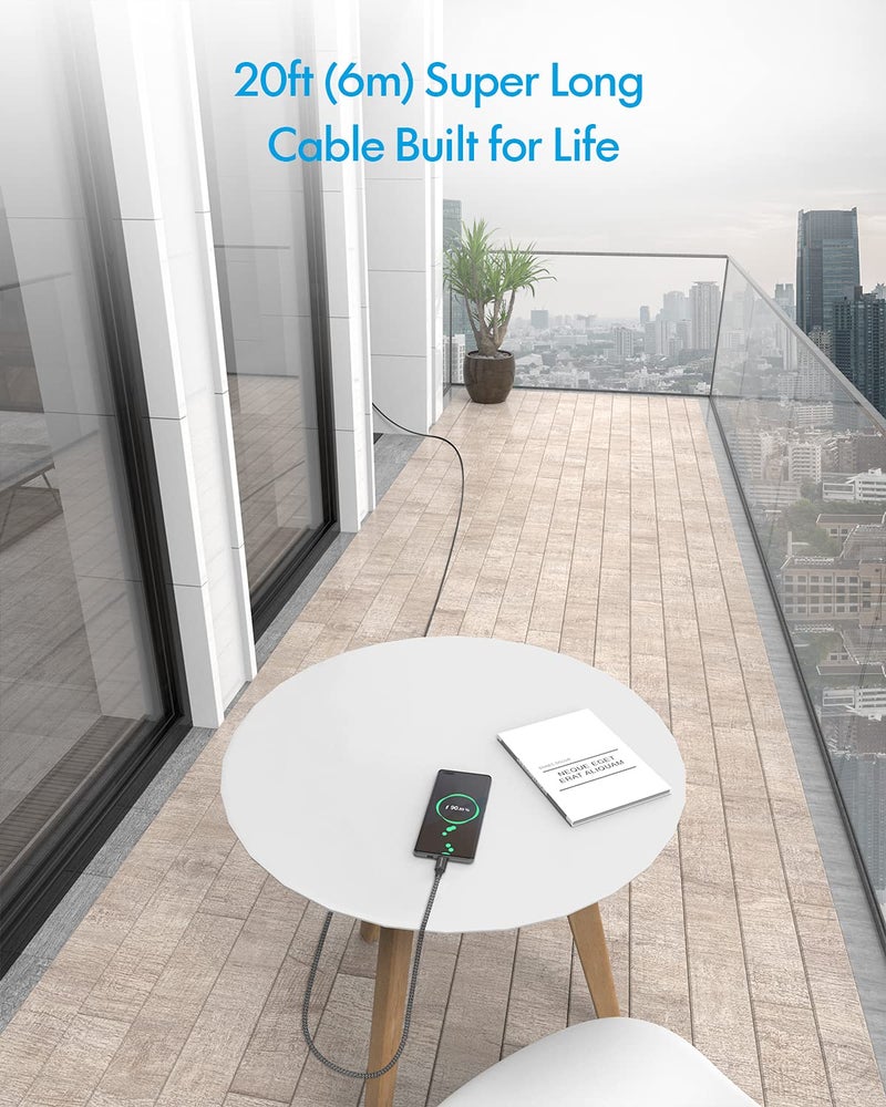 Baiwwa Long USB C Cable 20ft, USB A to Type C Cable Charger Cord Premium Nylon Braided for iPhone 16 15 Series Samsung Galaxy Note Tab, Moto, LG, Pixel and More USB C Smartphone & Tablet - Image 2